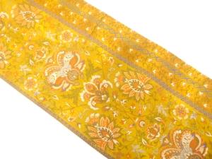 縞に唐花模様織り出し　袋帯